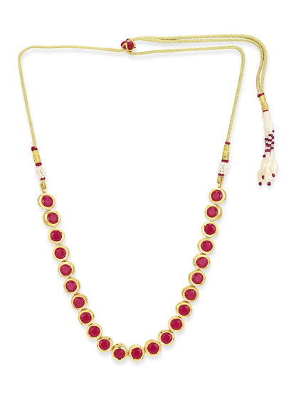 Pink Brass Gold-Polished Necklace - Ruby Raang