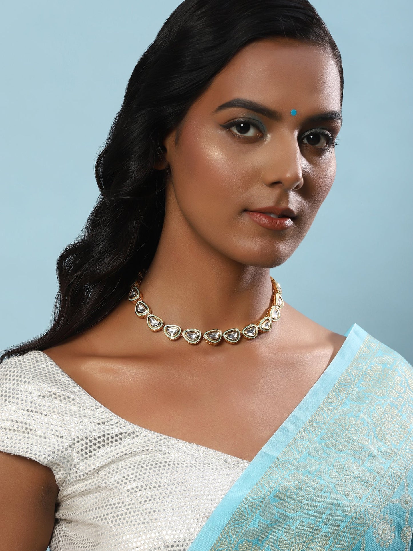 White Brass Gold-Polished Necklace - Ruby Raang