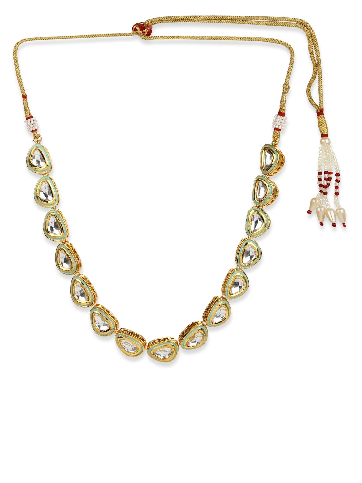 White Brass Gold-Polished Necklace - Ruby Raang
