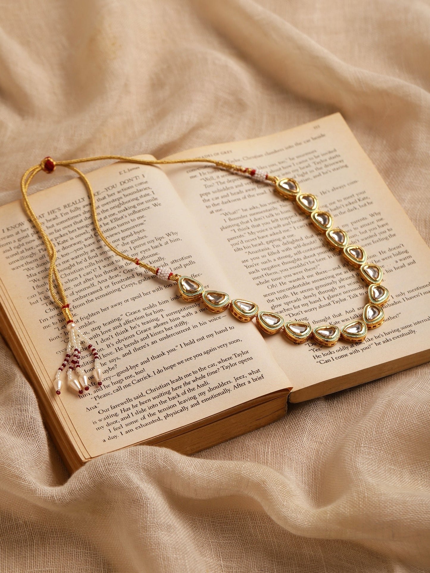 White Brass Gold-Polished Necklace - Ruby Raang