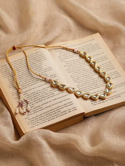 White Brass Gold-Polished Necklace - Ruby Raang