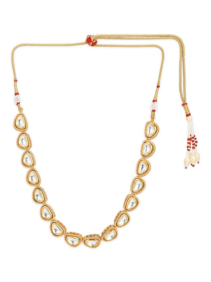 White Brass Gold-Polished Necklace - Ruby Raang