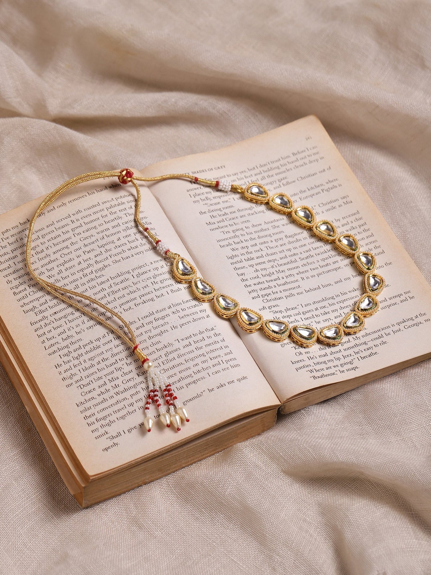 White Brass Gold-Polished Necklace - Ruby Raang