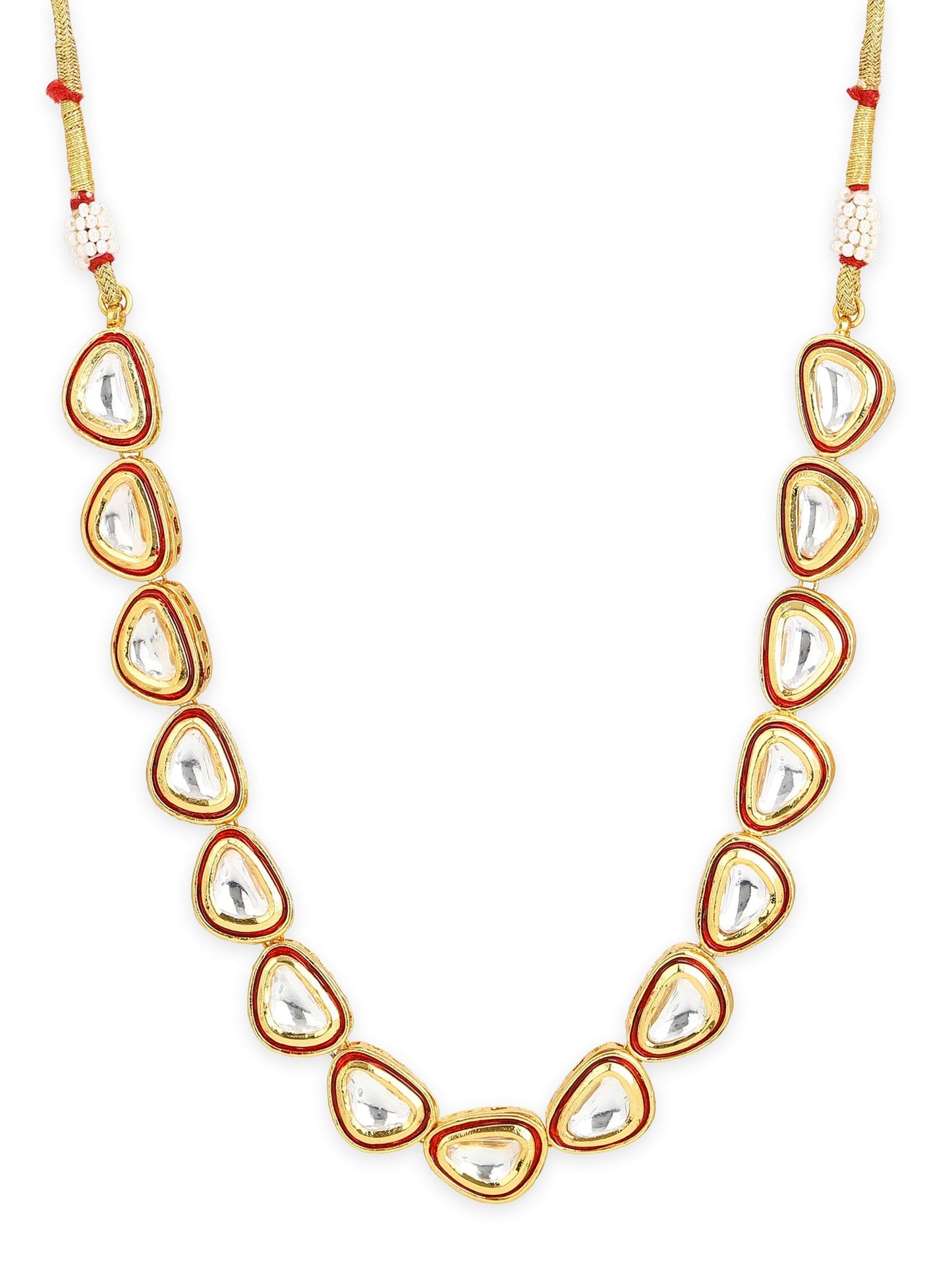 Women's Gold-Polished Kundan Studded Necklace - Ruby Raang