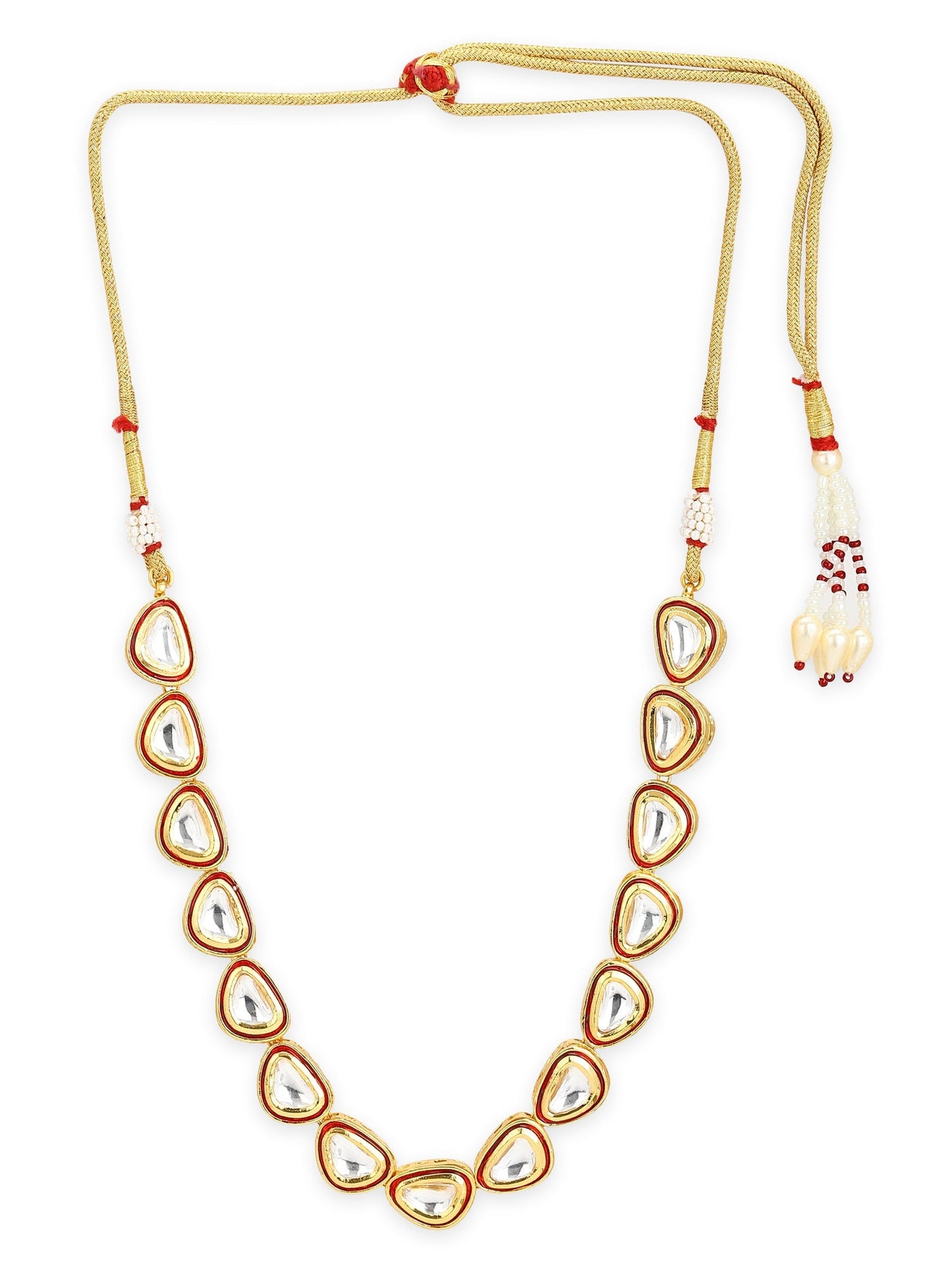 Women's Gold-Polished Kundan Studded Necklace - Ruby Raang