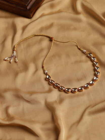 Women's Gold-Polished Kundan Studded Necklace - Ruby Raang