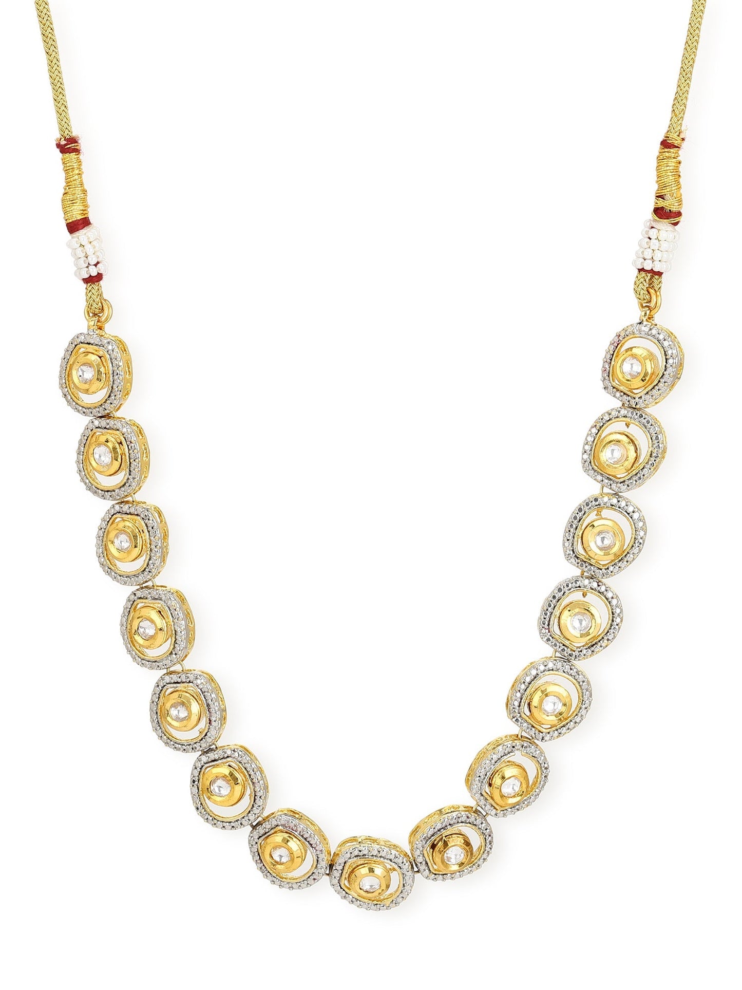 Women's Gold-Polished Kundan Studded Necklace - Ruby Raang