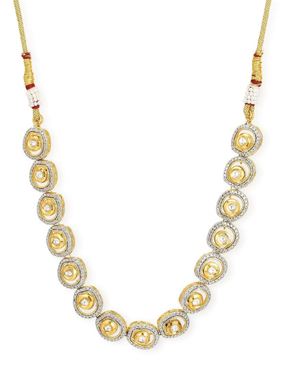Women's Gold-Polished Kundan Studded Necklace - Ruby Raang