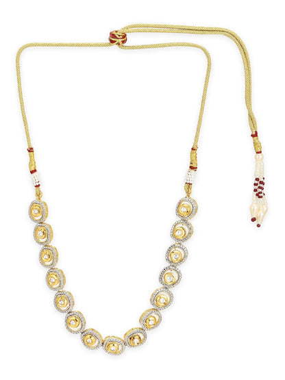 Women's Gold-Polished Kundan Studded Necklace - Ruby Raang