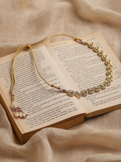 Women's Gold-Polished Kundan Studded Necklace - Ruby Raang
