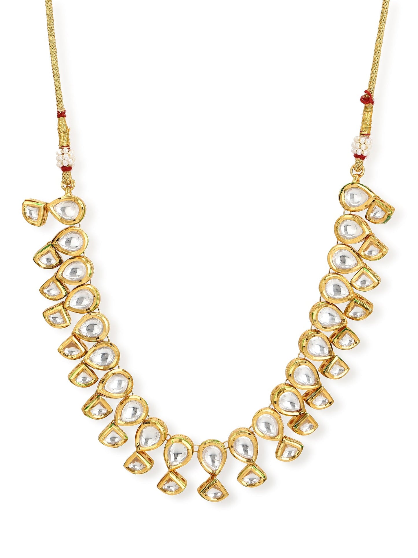 Gold-Toned White Brass Gold-Polished Handcrafted Necklace - Ruby Raang
