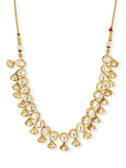 Gold-Toned White Brass Gold-Polished Handcrafted Necklace - Ruby Raang