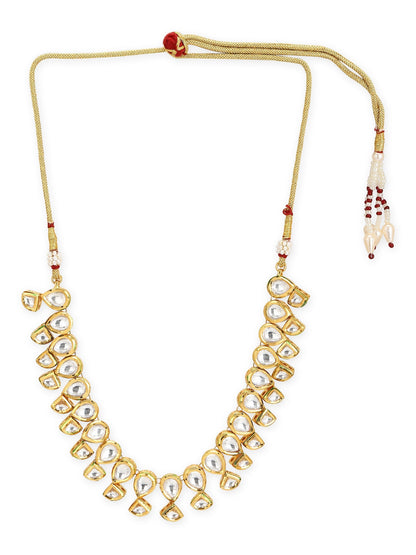 Gold-Toned White Brass Gold-Polished Handcrafted Necklace - Ruby Raang