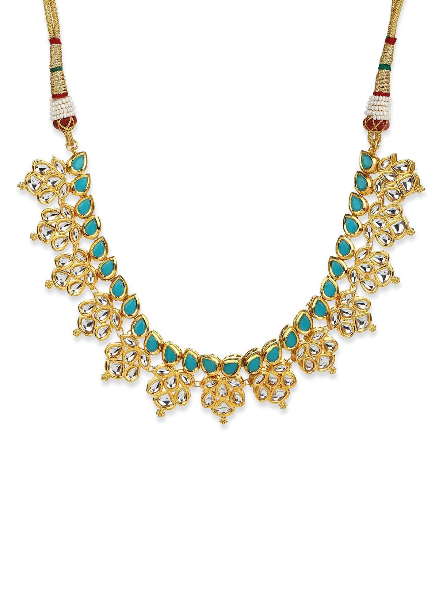Gold-Toned Blue Brass Gold-Polished Necklace - Ruby Raang