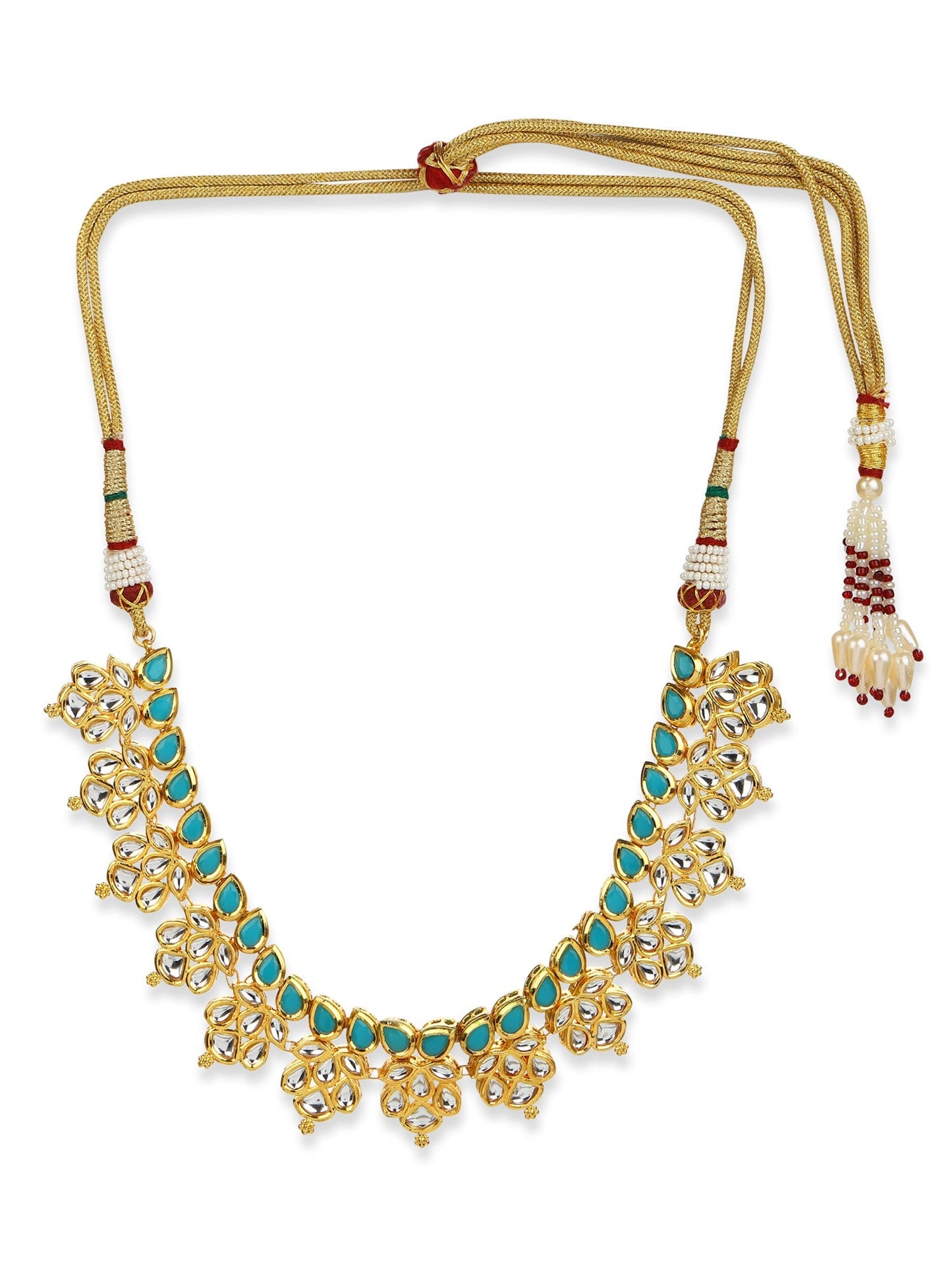 Gold-Toned Blue Brass Gold-Polished Necklace - Ruby Raang