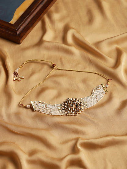 Gold-Toned Gold-Toned Brass Gold-Polished Handcrafted Necklace - Ruby Raang