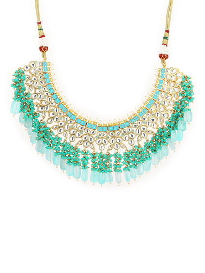 Women's Gold-Polished Kundan Studded Necklace - Ruby Raang