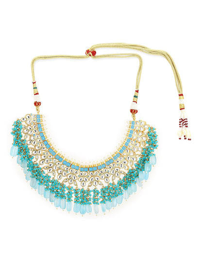 Women's Gold-Polished Kundan Studded Necklace - Ruby Raang