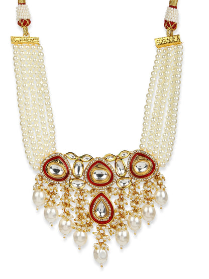 White Brass Gold-Polished Necklace - Ruby Raang