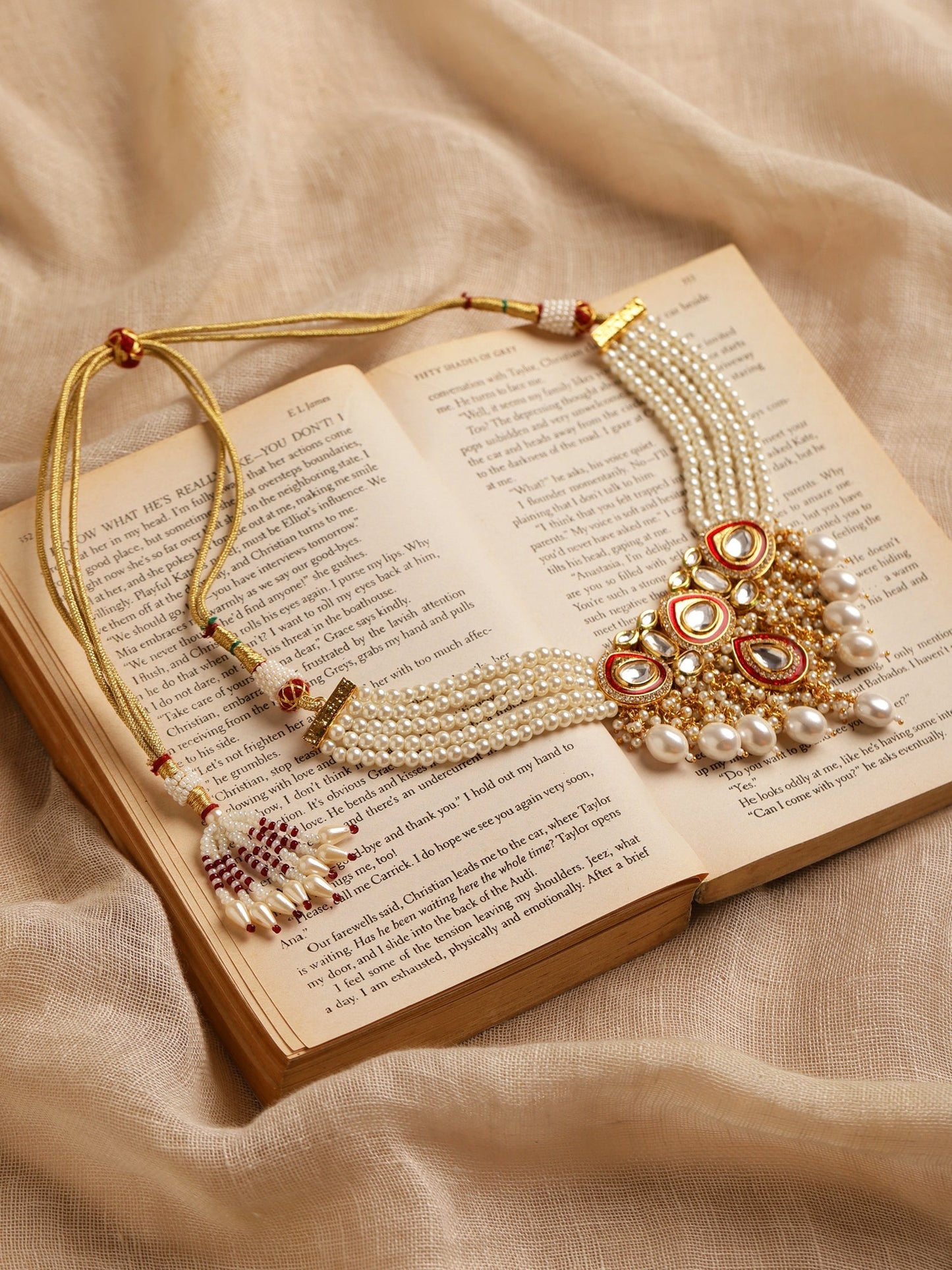 White Brass Gold-Polished Necklace - Ruby Raang