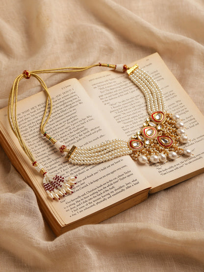 White Brass Gold-Polished Necklace - Ruby Raang