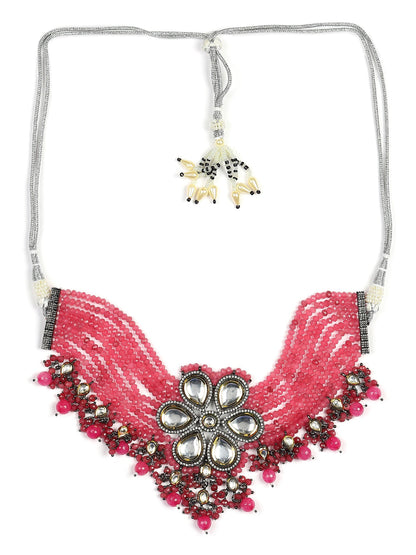 Pink Brass Silver-Plated Necklace - Ruby Raang