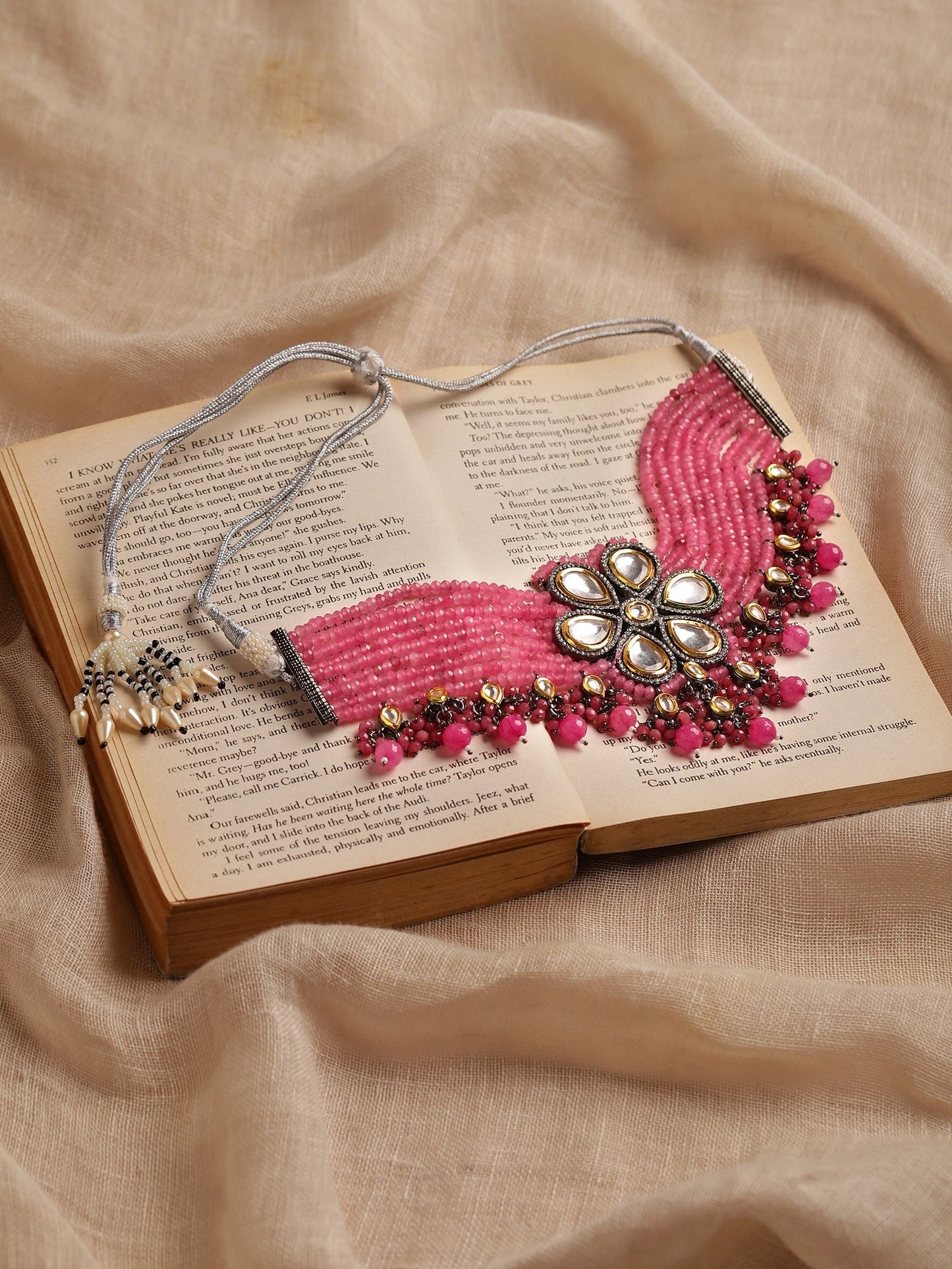 Pink Brass Silver-Plated Necklace - Ruby Raang