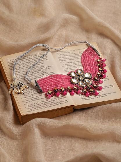 Pink Brass Silver-Plated Necklace - Ruby Raang