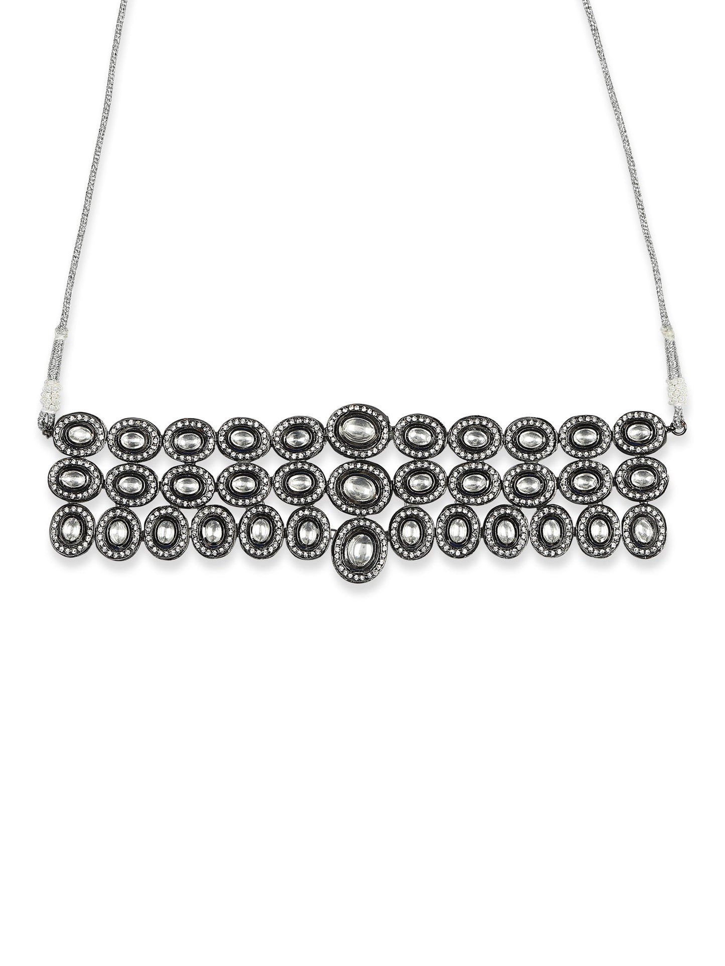 Black Silver-Plated Brass Necklace - Ruby Raang