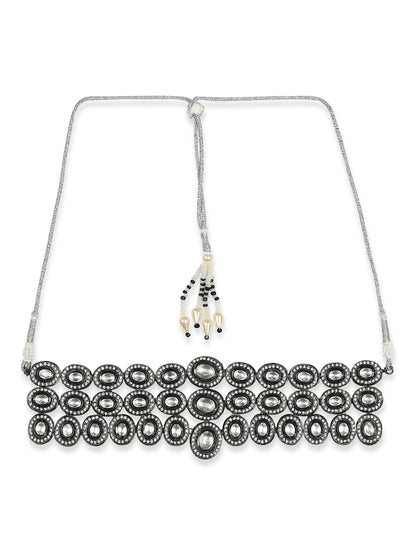 Black Silver-Plated Brass Necklace - Ruby Raang