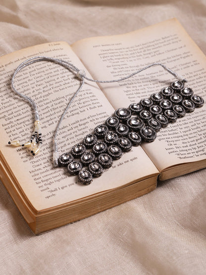 Black Silver-Plated Brass Necklace - Ruby Raang