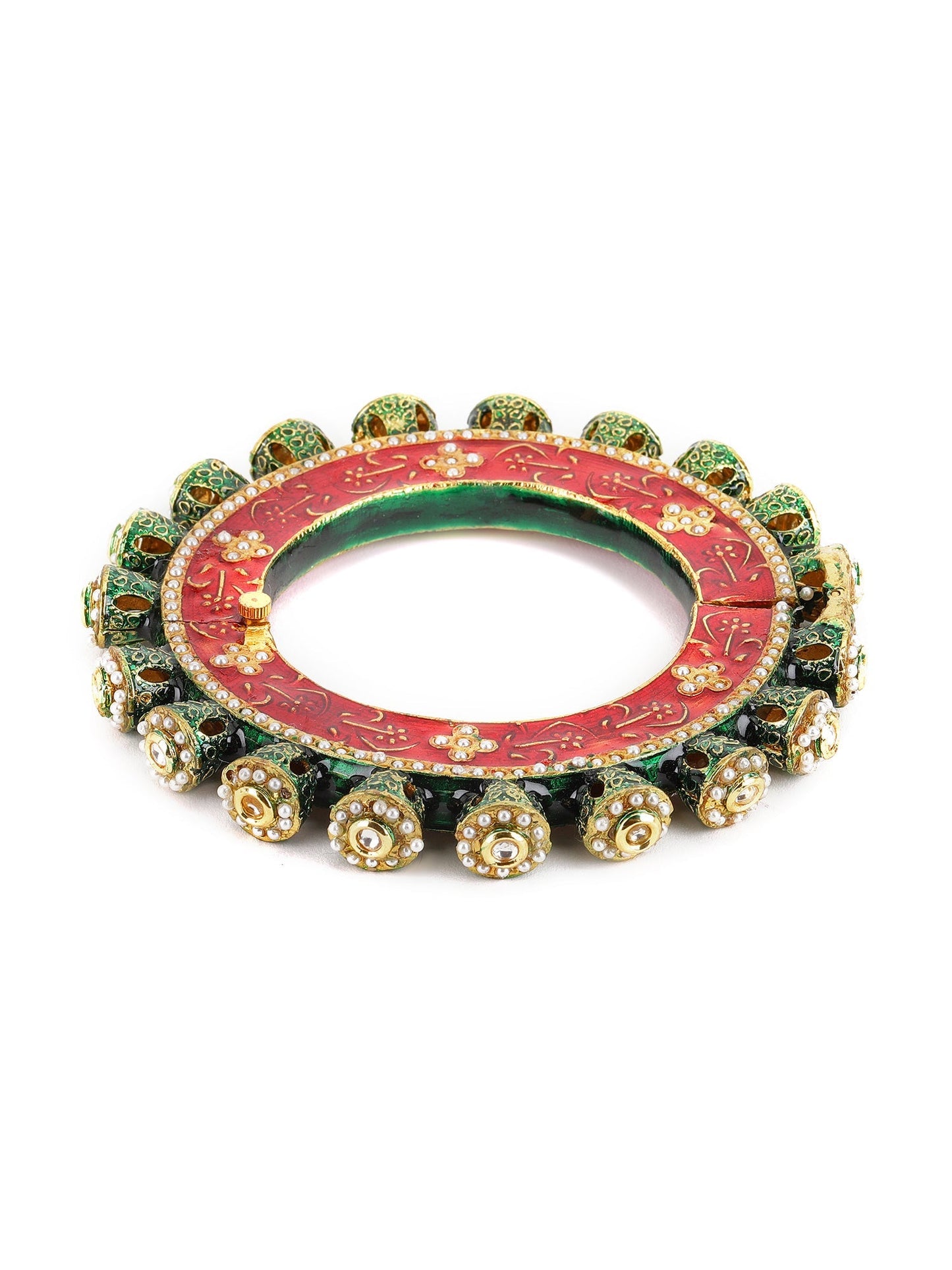 Meenakari Handcrafted Heavy Bangle - Ruby Raang