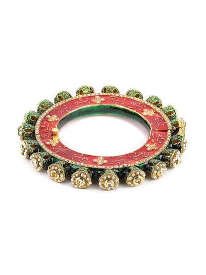 Meenakari Handcrafted Heavy Bangle - Ruby Raang