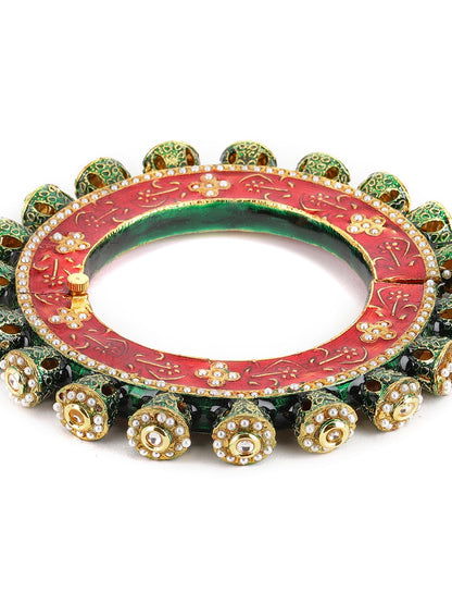 Meenakari Handcrafted Heavy Bangle - Ruby Raang