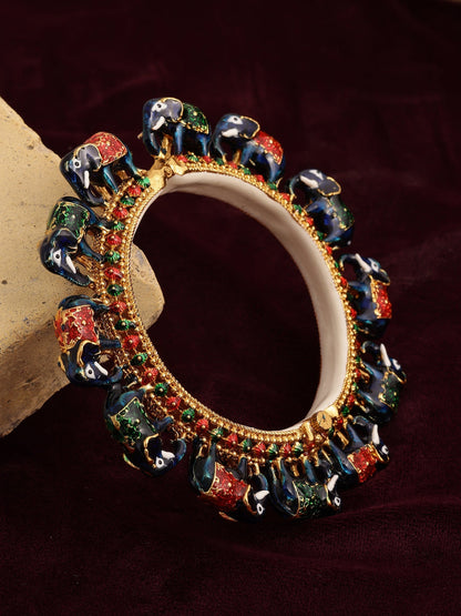 Elephant Blue Meenakari Handcrafted Heavy Bangle - Ruby Raang