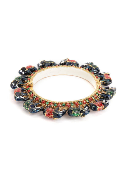 Elephant Blue Meenakari Handcrafted Heavy Bangle - Ruby Raang