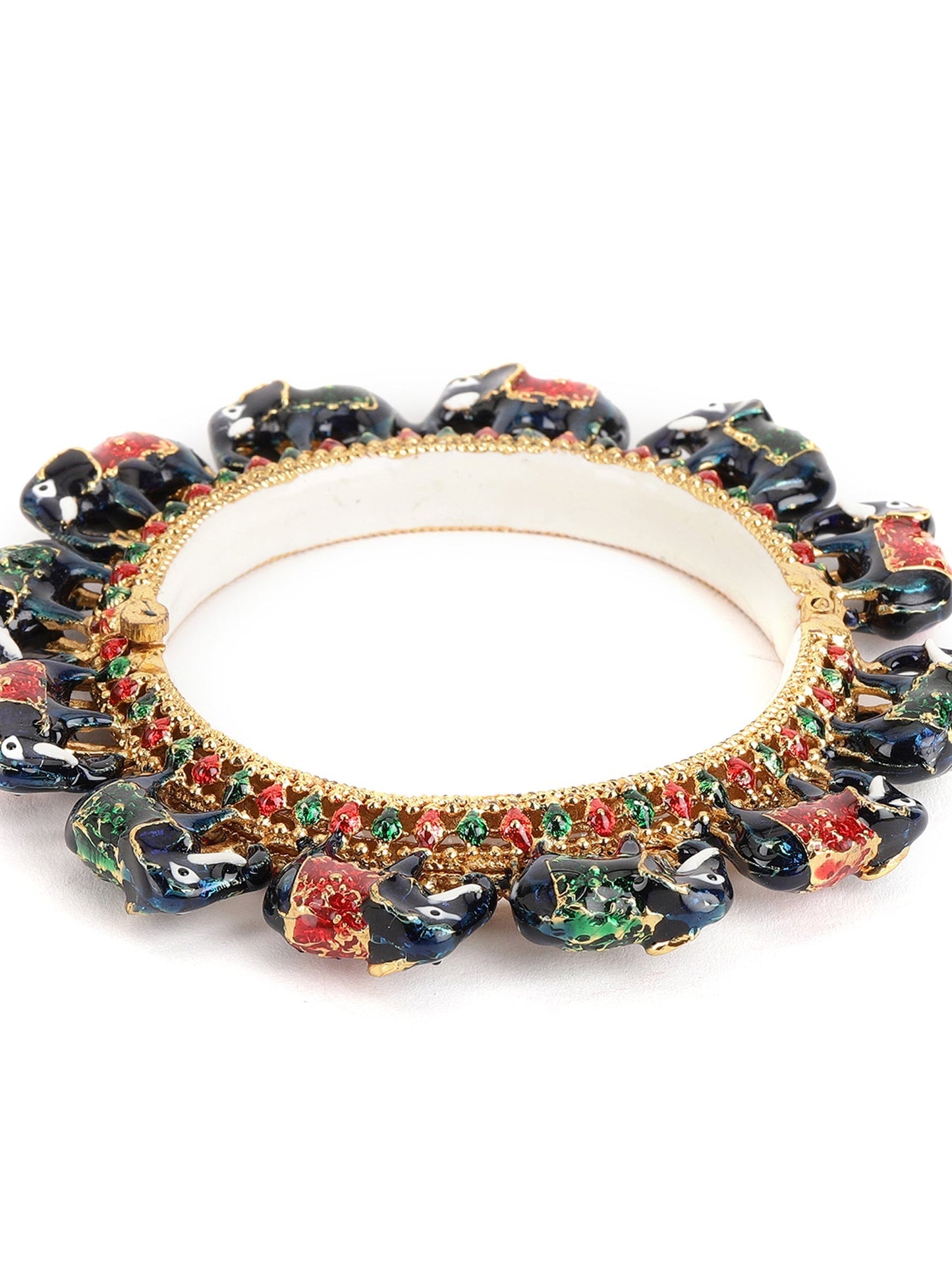 Elephant Blue Meenakari Handcrafted Heavy Bangle - Ruby Raang