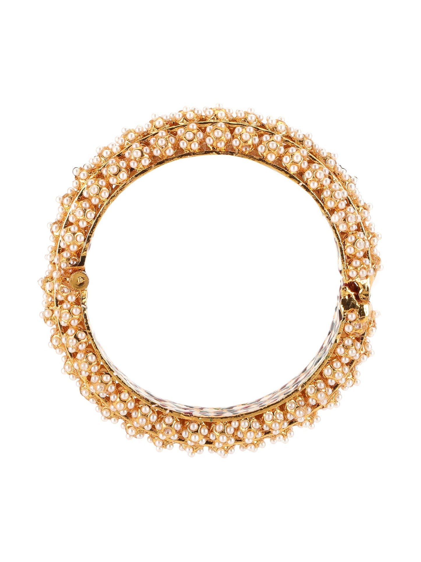 Handcrafted Pearl Heavy Bangle - Ruby Raang