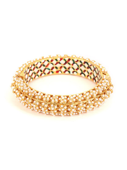 Handcrafted Pearl Heavy Bangle - Ruby Raang