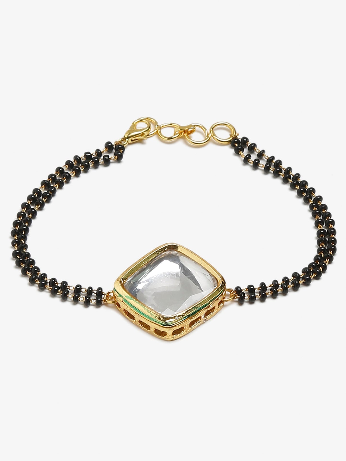 Black Kundan Mangalsutra Bracelet - Ruby Raang