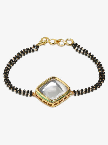 Black Kundan Mangalsutra Bracelet - Ruby Raang
