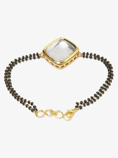Black Kundan Mangalsutra Bracelet - Ruby Raang