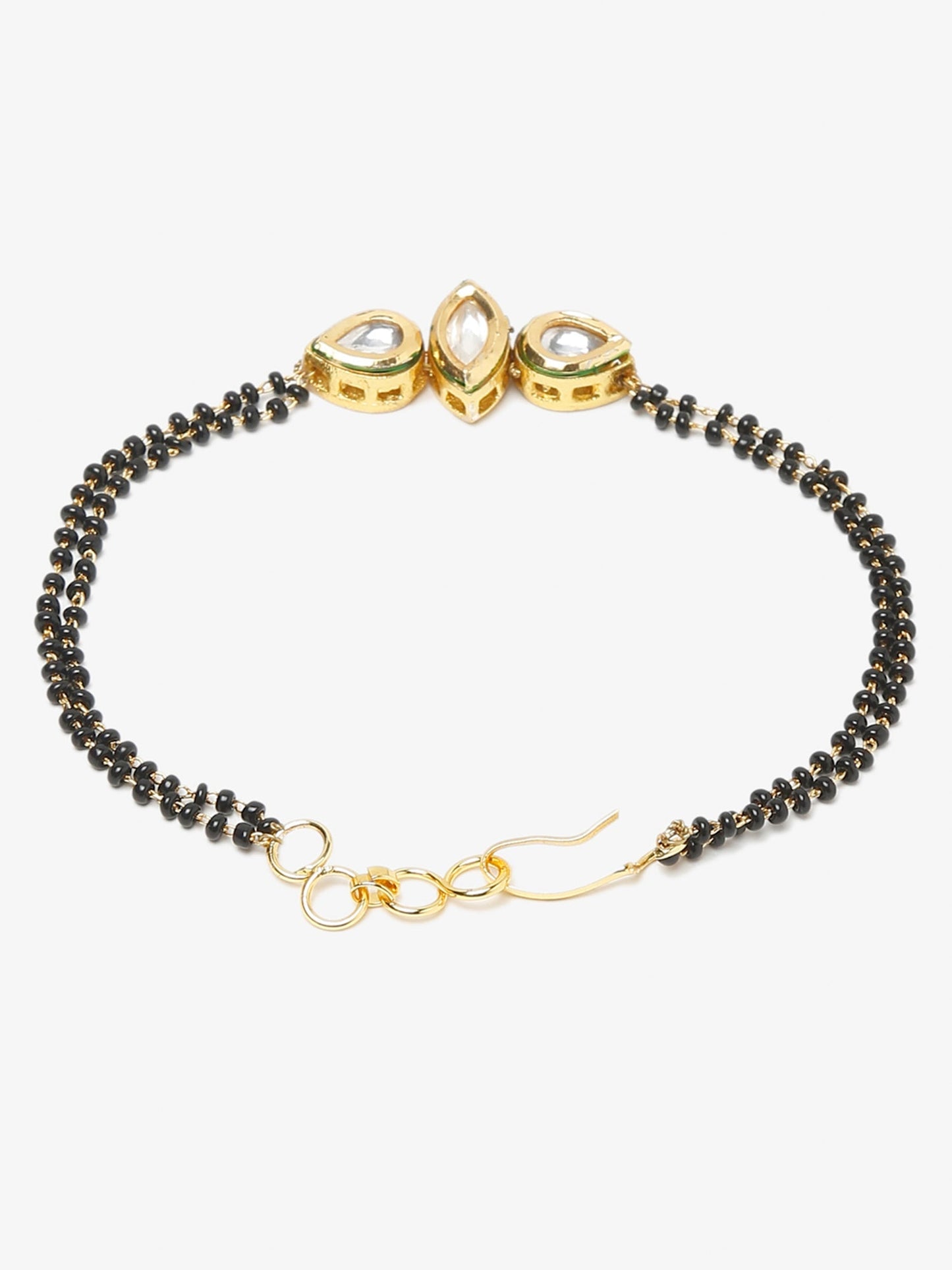 Women's Black Gold-Polished Kundan Mangalsutra Bracelet - Ruby Raang