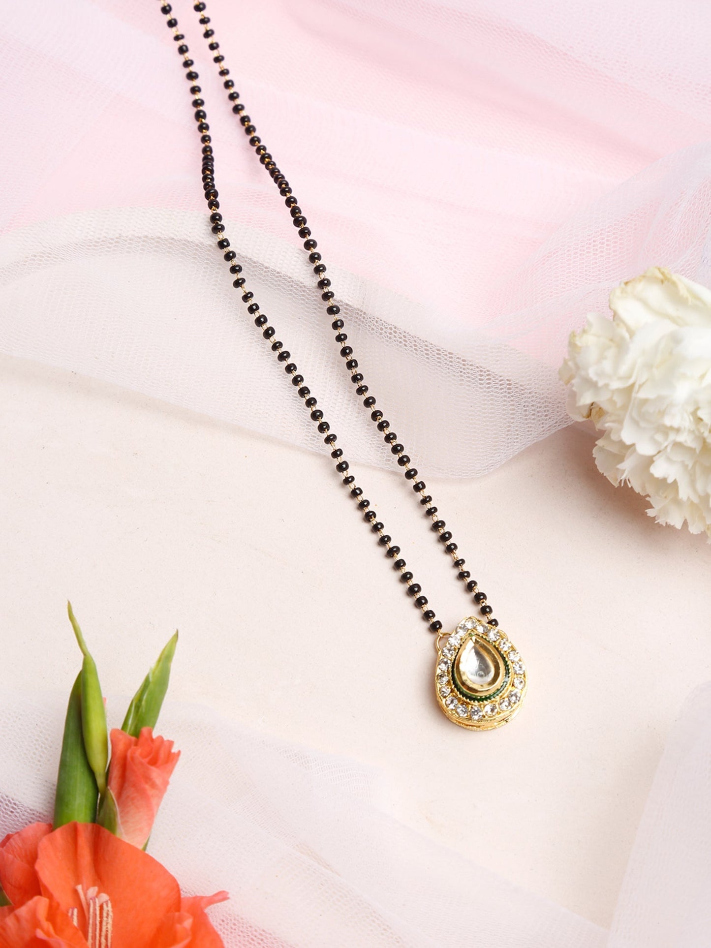 Black Gold Kundan Mangalsutra - Ruby Raang