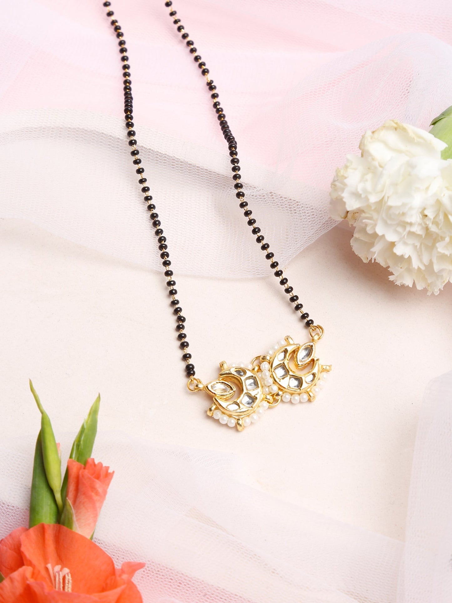 Gold-Polished Kundan Mangalsutra - Ruby Raang