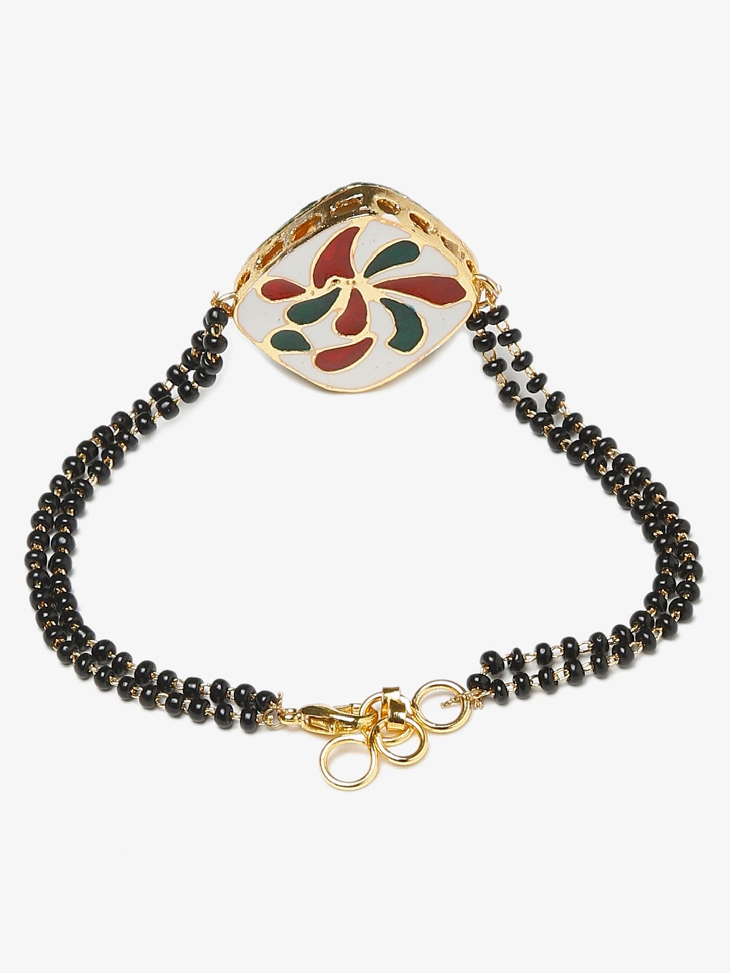 Women's Black Gold-Polished Kundan Mangalsutra Bracelet - Ruby Raang