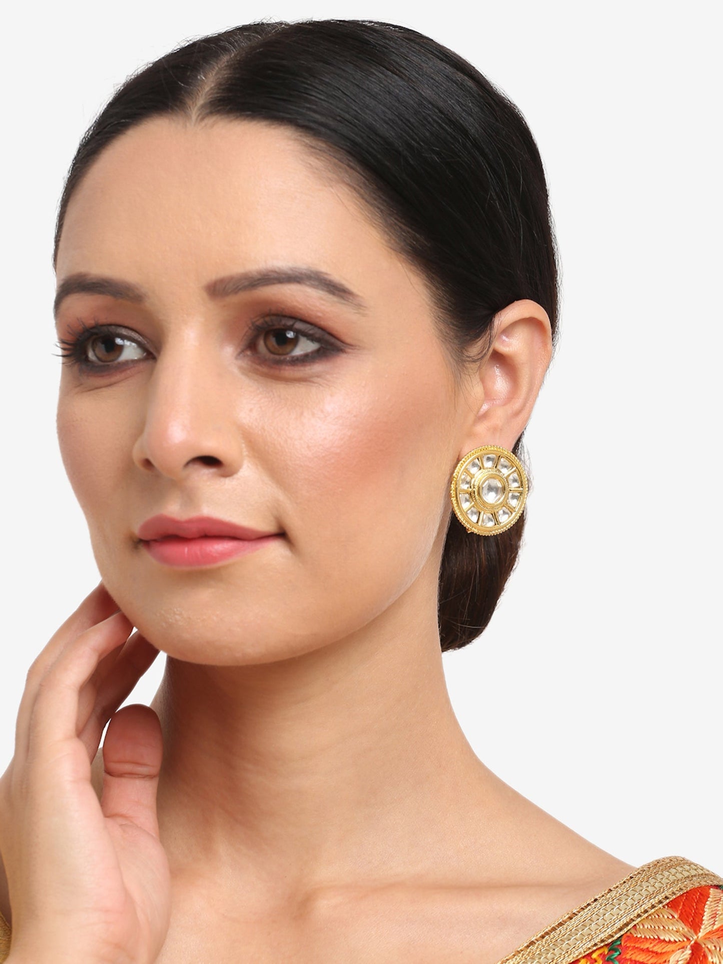 Gold-Toned Contemporary Studs Earrings - Ruby Raang