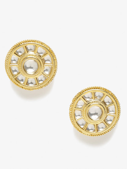 Gold-Toned Contemporary Studs Earrings - Ruby Raang
