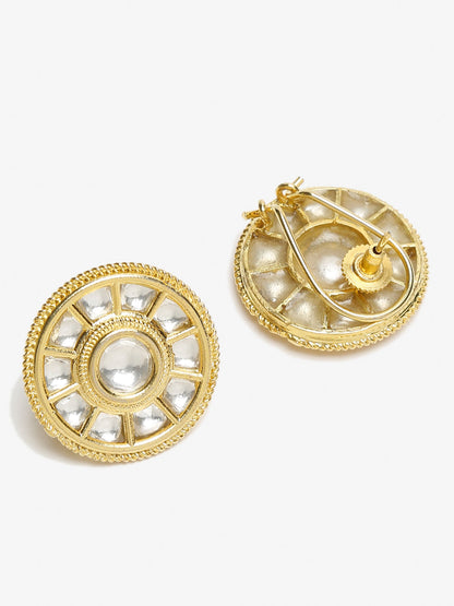 Gold-Toned Contemporary Studs Earrings - Ruby Raang