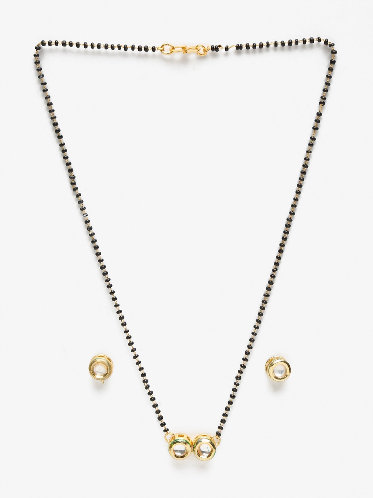 Black Gold-Toned Kundan Mangalsutra With Studs - Ruby Raang